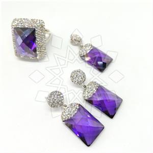 Fashion Semi Precious Gems and Crystal  Ring Earring Pendant Sets