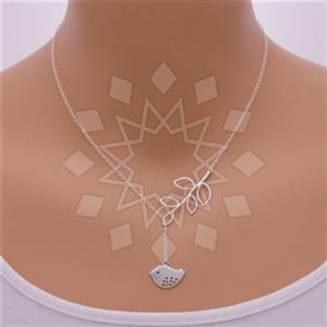 Fashion Tree and Leaf Feather Pendant Necklace