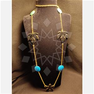 Fashion Tree and Leaf Gem and Crystals Metal and Chain Necklace