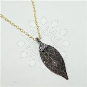 Fashion Tree and Leaf Gem and Crystals Pendant Necklace