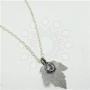 Fashion Tree and Leaf Gem and Crystals Pendant Necklace