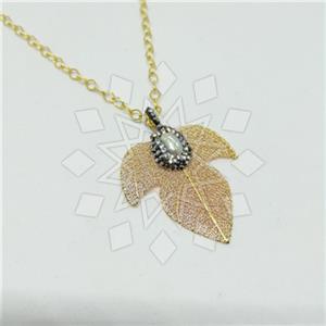 Fashion Tree and Leaf Gem and Crystals Pendant Necklace