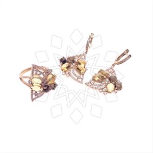 925 Sterling Silver Zirconia Statement  Ring Earrings Sets