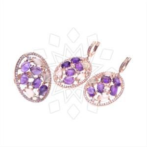 925 Sterling Silver Zirconia Statement  Ring Earrings Sets