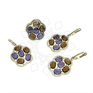 925 Sterling Silver Zirconia Statement  Ring Earring Pendant Sets