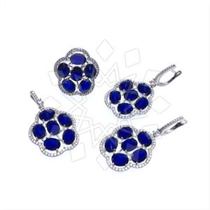925 Sterling Silver Zirconia Statement  Ring Earring Pendant Sets