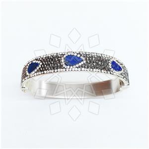 925 Sterling Silver Gem and Crystals Bangle Bracelets