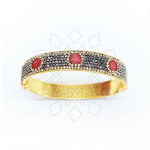 925 Sterling Silver Gem and Crystals Bangle Bracelets