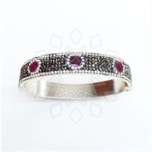 925 Sterling Silver Gem and Crystals Bangle Bracelets