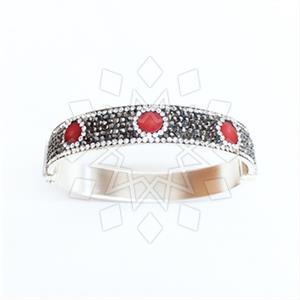 925 Sterling Silver Gem and Crystals Bangle Bracelets