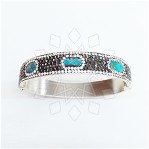 925 Sterling Silver Gem and Crystals Bangle Bracelets
