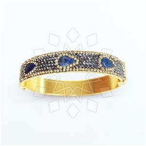 925 Sterling Silver Gem and Crystals Bangle Bracelets