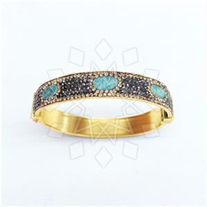 925 Sterling Silver Gem and Crystals Bangle Bracelets