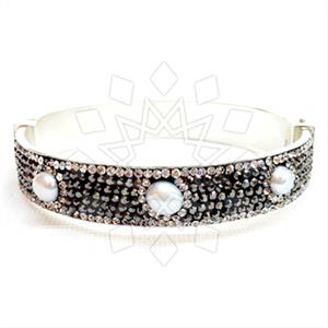 925 Sterling Silver Gem and Crystals Bangle Bracelets