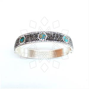 925 Sterling Silver Gem and Crystals Bangle Bracelets