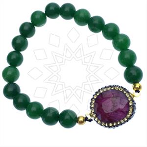 925 Sterling Silver Gem and Crystals Beaded Bracelet