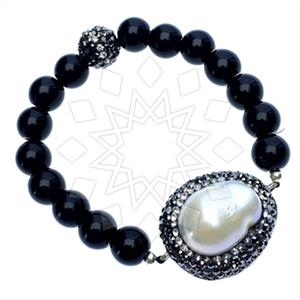 925 Sterling Silver Gem and Crystals Beaded Bracelet
