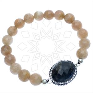 925 Sterling Silver Gem and Crystals Beaded Bracelet