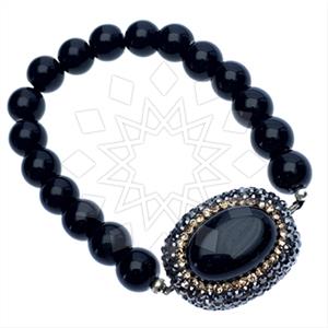 925 Sterling Silver Gem and Crystals Beaded Bracelet