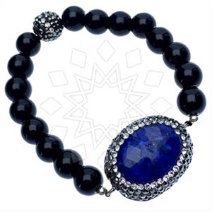 925 Sterling Silver Gem and Crystals Beaded Bracelet