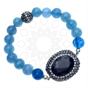 925 Sterling Silver Gem and Crystals Beaded Bracelet