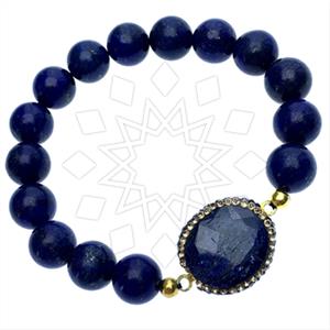 925 Sterling Silver Gem and Crystals Beaded Bracelet