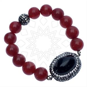 925 Sterling Silver Gem and Crystals Beaded Bracelet