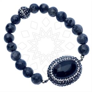 925 Sterling Silver Gem and Crystals Beaded Bracelet