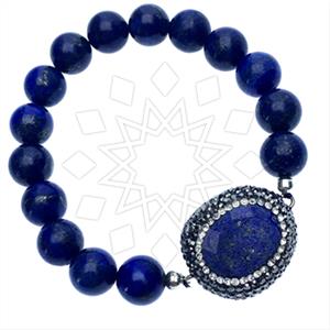 925 Sterling Silver Gem and Crystals Beaded Bracelet