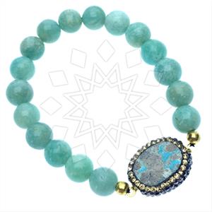 925 Sterling Silver Gem and Crystals Beaded Bracelet