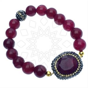 925 Sterling Silver Gem and Crystals Beaded Bracelet