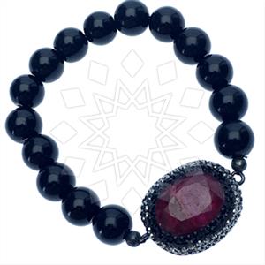 925 Sterling Silver Gem and Crystals Beaded Bracelet