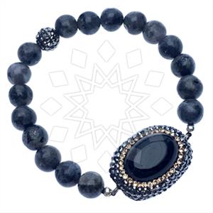 925 Sterling Silver Gem and Crystals Beaded Bracelet