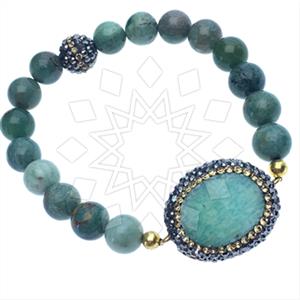 925 Sterling Silver Gem and Crystals Beaded Bracelet