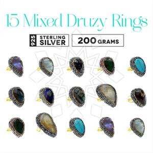 925 Sterling Silver Gem and Crystals Gemstone Rings