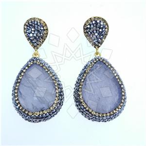 Fashion Gem and Crystals Dangle Earrings