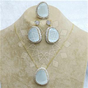 Fashion Gem and Crystals Ring Earring Necklace Sets