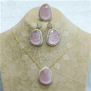 Fashion Gem and Crystals Ring Earring Necklace Sets