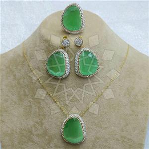 Fashion Gem and Crystals Ring Earring Necklace Sets