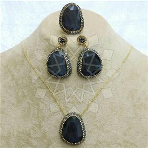 Fashion Gem and Crystals Ring Earring Necklace Sets