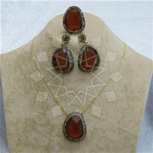 Fashion Gem and Crystals Ring Earring Necklace Sets