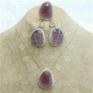 Fashion Gem and Crystals Ring Earring Necklace Sets
