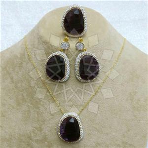Fashion Gem and Crystals Ring Earring Necklace Sets