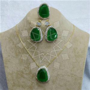 Fashion Gem and Crystals Ring Earring Necklace Sets