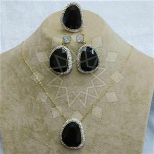 Fashion Gem and Crystals Ring Earring Necklace Sets