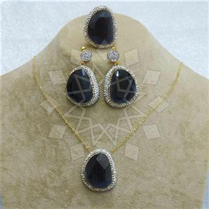 Fashion Gem and Crystals Ring Earring Necklace Sets