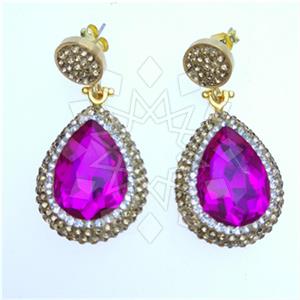 Fashion Gem and Crystals Single Drop Earrings