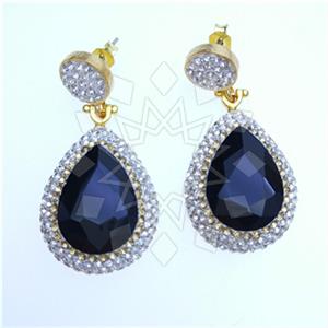 Fashion Gem and Crystals Single Drop Earrings
