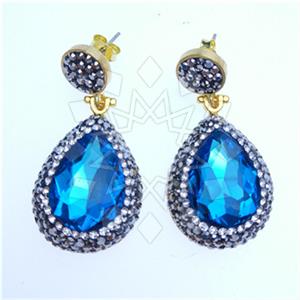 Fashion Gem and Crystals Single Drop Earrings