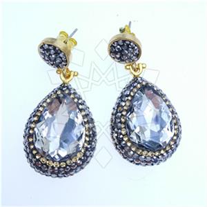 Fashion Gem and Crystals Single Drop Earrings